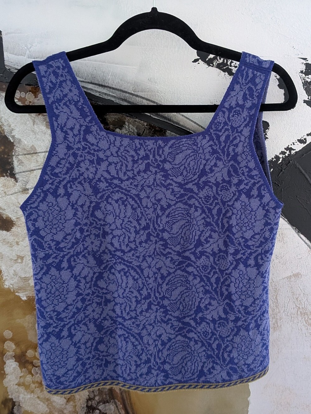 Oleana Purple Floral Knit Tank Top - Women's Sleeveless Sweater